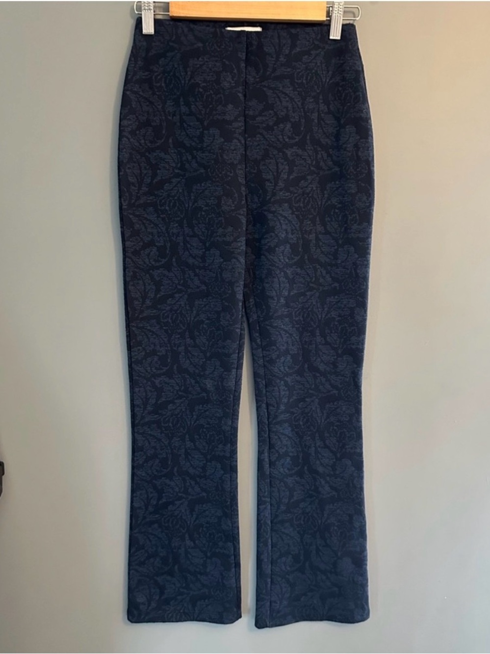 Urban Outfitters Navy Floral Textured Bootcut Pants